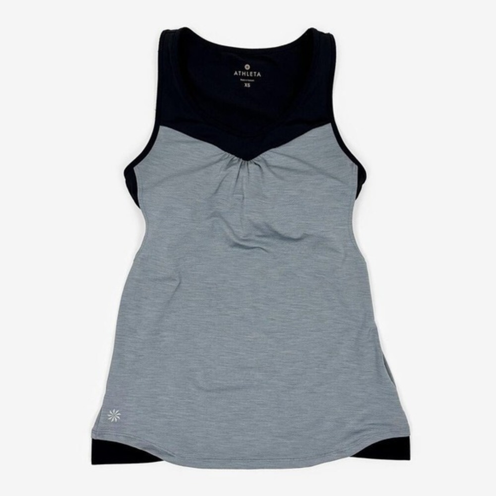 Athleta Gel Mesh‎ Supercharged Tank Size XS Gray Black Active Gym Workout
